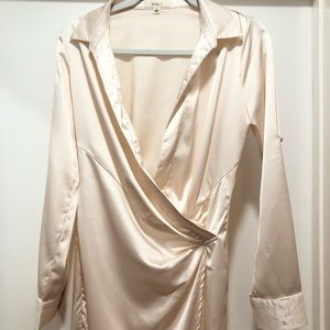 Satin Champagne High Slit Maxi Dress